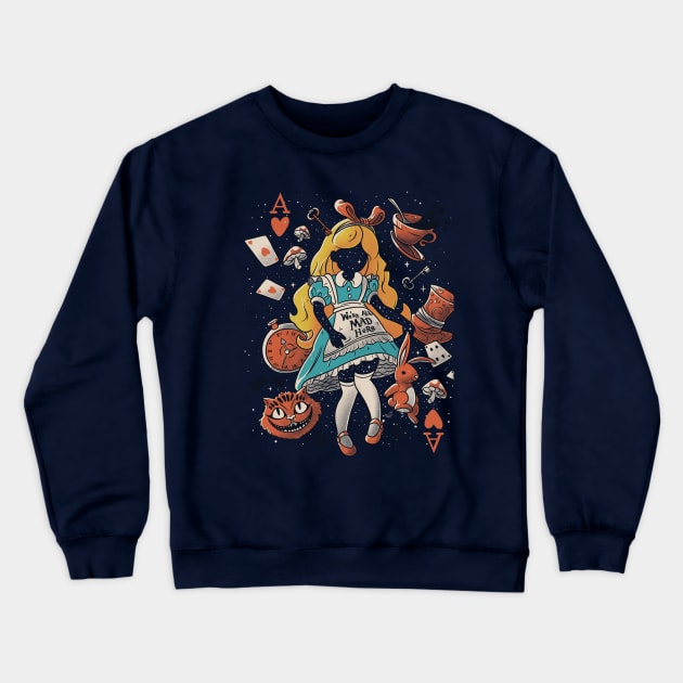 Wonderland Girl We’re All Mad Here Crewneck Sweatshirt by eduely